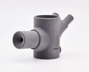 Gray SLS-printed nylon part with branching tubes