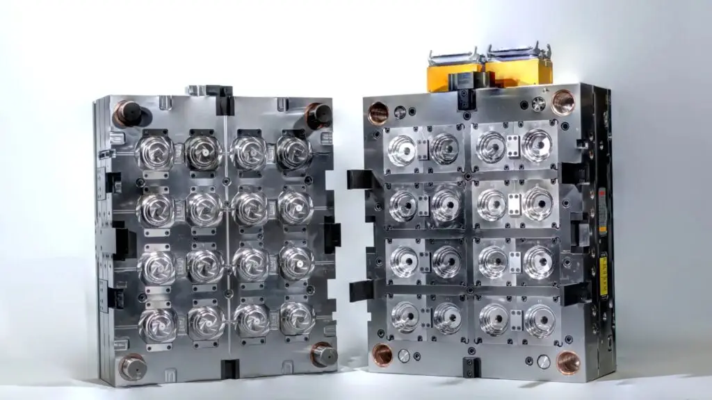Two open multi-cavity metal injection molds